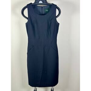 J.Crew Sleeveless Little Black Lined Sheath Dress Back Zip & Pockets Women Sz 0